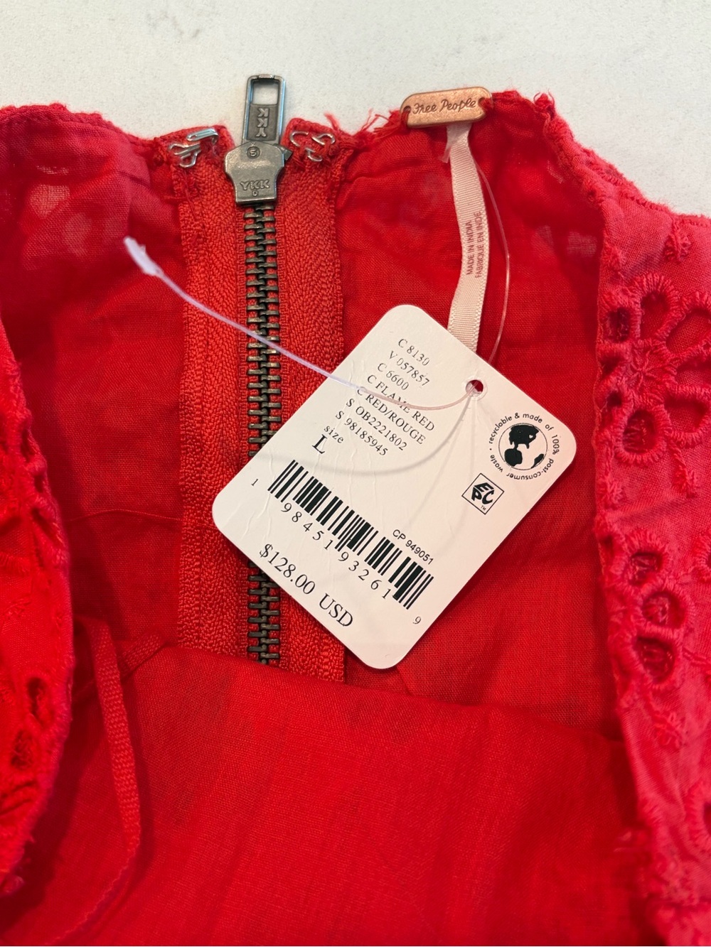 Free People Red Eyelet Halter Slip Dress - Picture 7 of 7